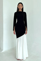 Bodycon Ruched Patchwork Maxi Dress