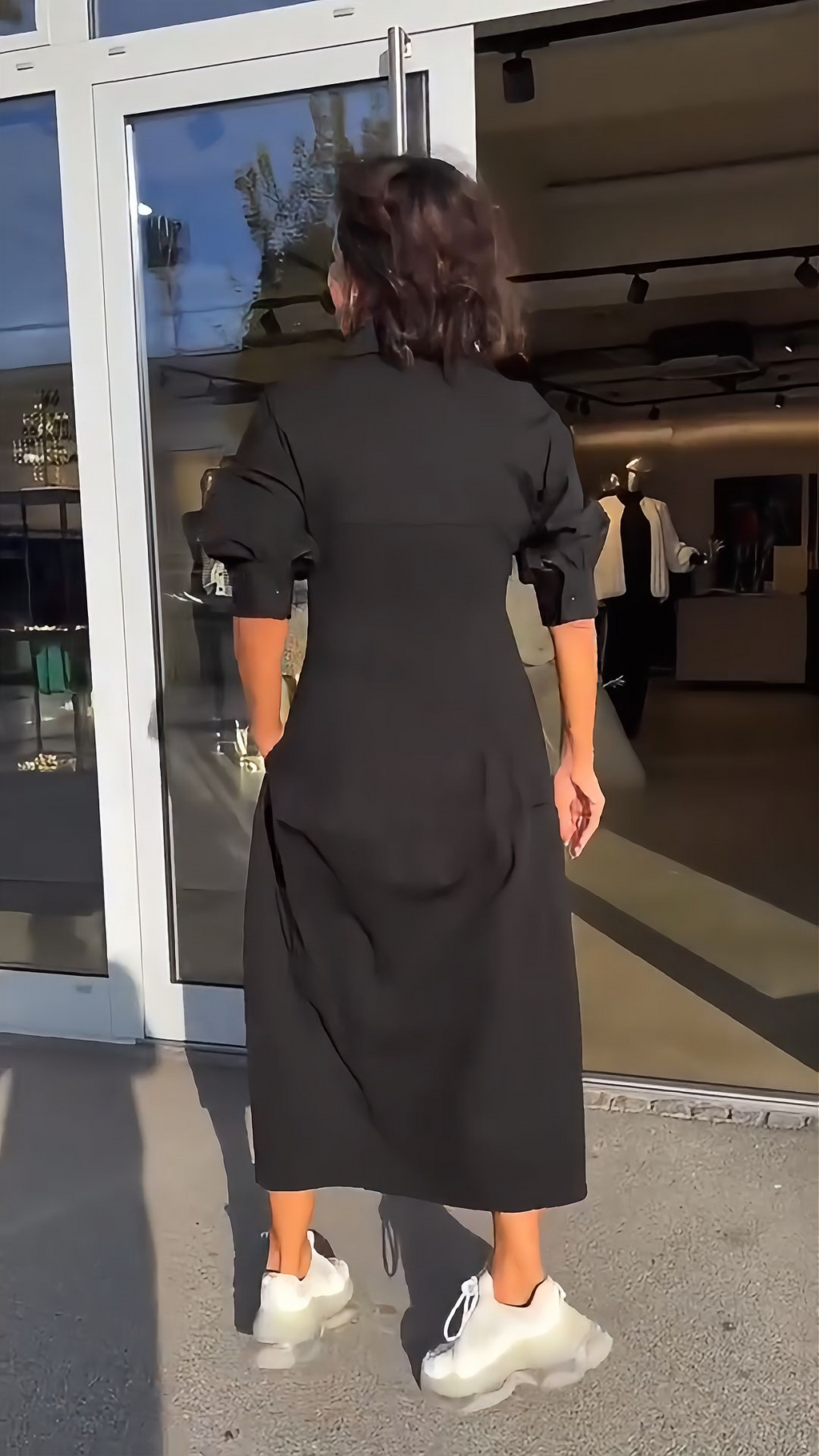 Women's V-neck collar midi dress