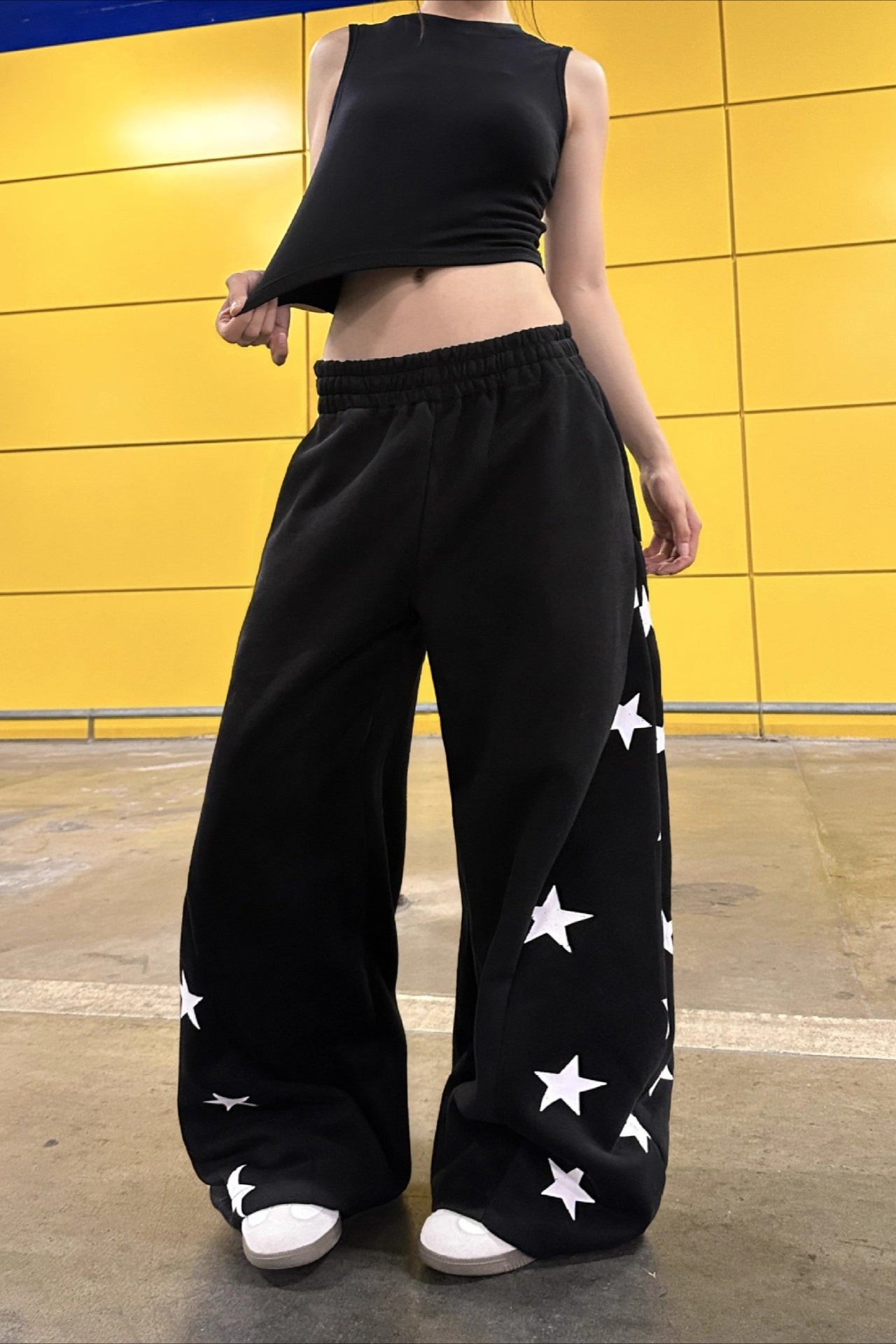 Vintage Colorblock Star Printed Sporty Pants