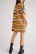 Tatiana Effortless Casual Dress with Mediumength Sleeves, Lapels and Contrasting Stripes Premium Wardrobe Essential