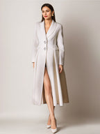 White Wool Cashmere Blend Flared Coat Lapel Double-Faced Winter Outerwear 2026