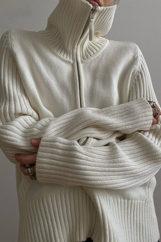 Solid Loose Collared Slouchy Knit Cardigan