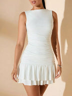 Ruffle Hem Sleeveless Mini Dress