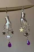 Fashionable Fingertip Planet Zirconia Pendant Earrings
