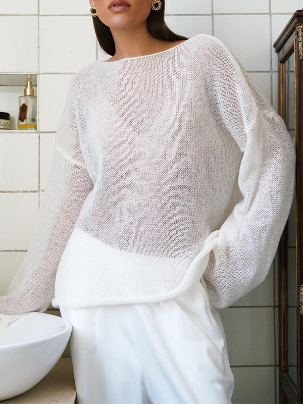 Bell Sleeve Hollow Knit Cardigan