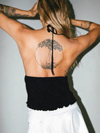 Lace Up Slit Backless Halter Vest
