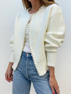 Vintage Pearl Trim Knit Cardigan