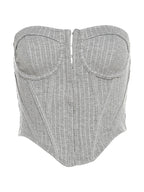 Solid Backless Irregular Hem Corset Top