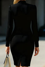 Elegant High-neck Long-sleeved Slim-fit Mini Dress