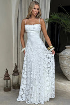Lace Cowl Neck Spaghetti Strap A-Line Maxi Dress