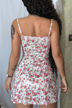 Sweetheart Bustier Spaghetti Strap Ditsy Floral Mini Dress