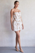 Floral Strapless Bodycon Graduation Party Dress