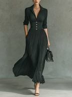 | Solid Long Sleeve Maxi Dress