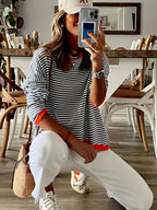 | Sweater with oversized stripes