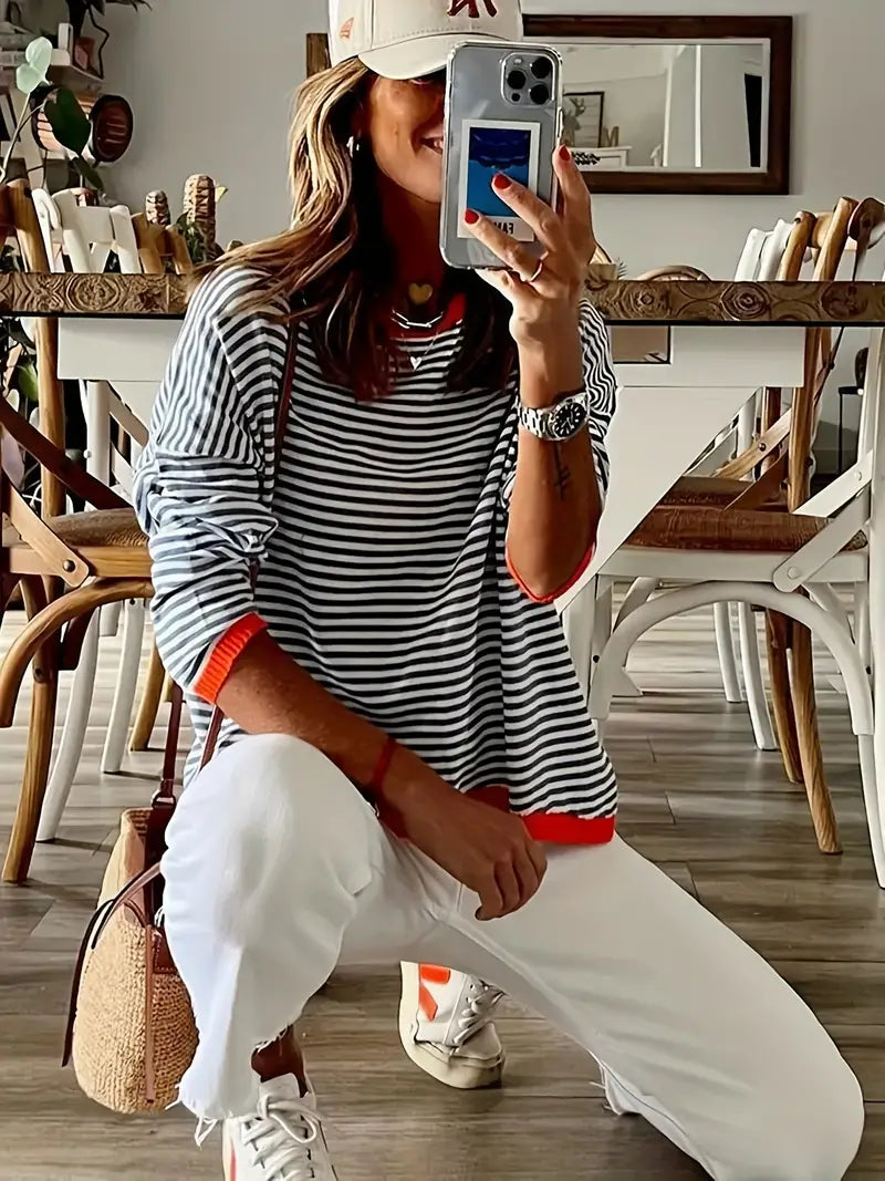| Sweater with oversized stripes