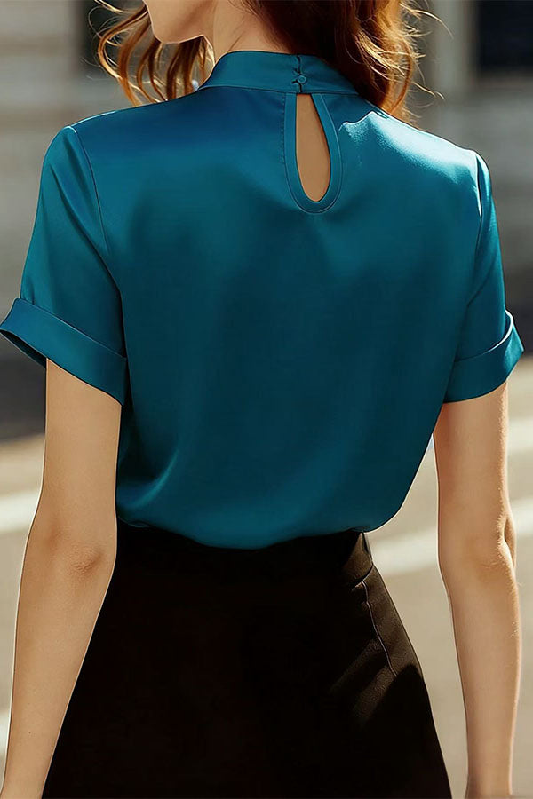 Eleganza LuxuryPearl-Beaded Satin Blouse