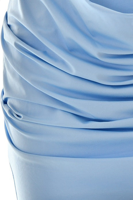 Strapless Ruched Mesh Panel Bodycon Mini Dress