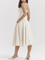 Vintage Solid Cami Midi Dress