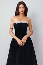 Viera Black Split Halter Midi Dress