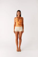 Atlanta Sequin Halter Top - Orange