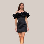 Edna Premium Off the Shoulder Cocktail Dress with Ruffle Detail Wardrobe Essential