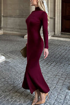 Turtleneck Slim Fit Mermaid Maxi Sweater Dress