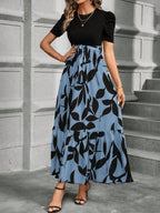 Floral Print High-waisted Long Dress