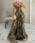 The Giselle — Watercolor Pleated Maxi Dress