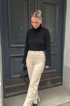 Striped Turtleneck Bell Sleeve Sweater