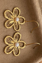 Pearl Openwork Flower Earrings