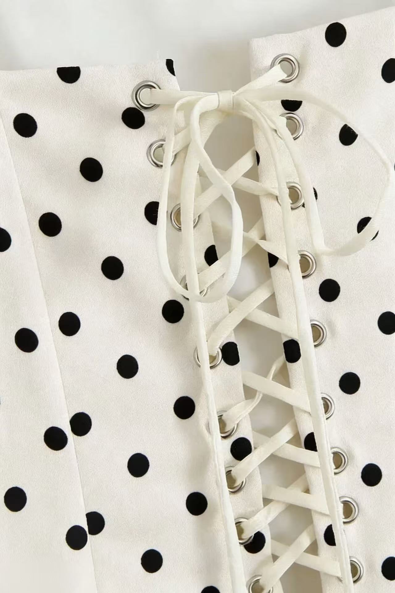 Polka Dot Square Neck Wide Strap Pocket Skater Mini Dress