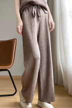 Wool Blend High Waist Knit Pants