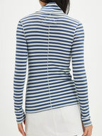 High Collar Striped Long Sleeve Tee