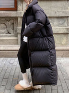 Solid Collared Longline Puffer Jacket