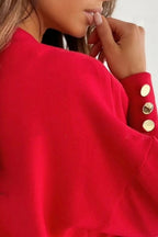 V-Neck Button Knit Pullover Sweater