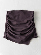 Ruched Split Lined Mini Skirt
