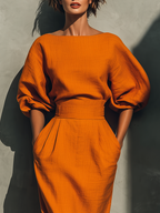 | Orange Mid-sleeve Set