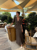 Pure Cotton Loose-fit V-neck Strappy Top Midi Skirt Set 2-piece Sets