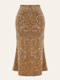 Sequin Decorated Velvet Skirt