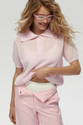 Hollow Out Polo Knit Sweater