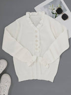 | Ruffle Blouse with Decorative Buttons