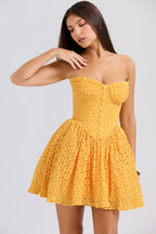 apricot lace corset mini dress