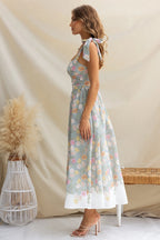 Printed Tie Shoulder Midi Cami Dress