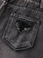 Washed Black Ripped Boyfriend Jeans