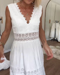 Yolaina Exclusive V Neck Lace Tank Dress Evening Wear Edit