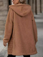 | Structured long-sleeved zip-up hooded coat