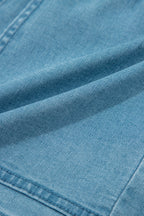 Beau Blue Contrast Drawstring Elastic Waist Denim Shorts