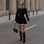 Isabelle A-Line Dress with Contrast Trim