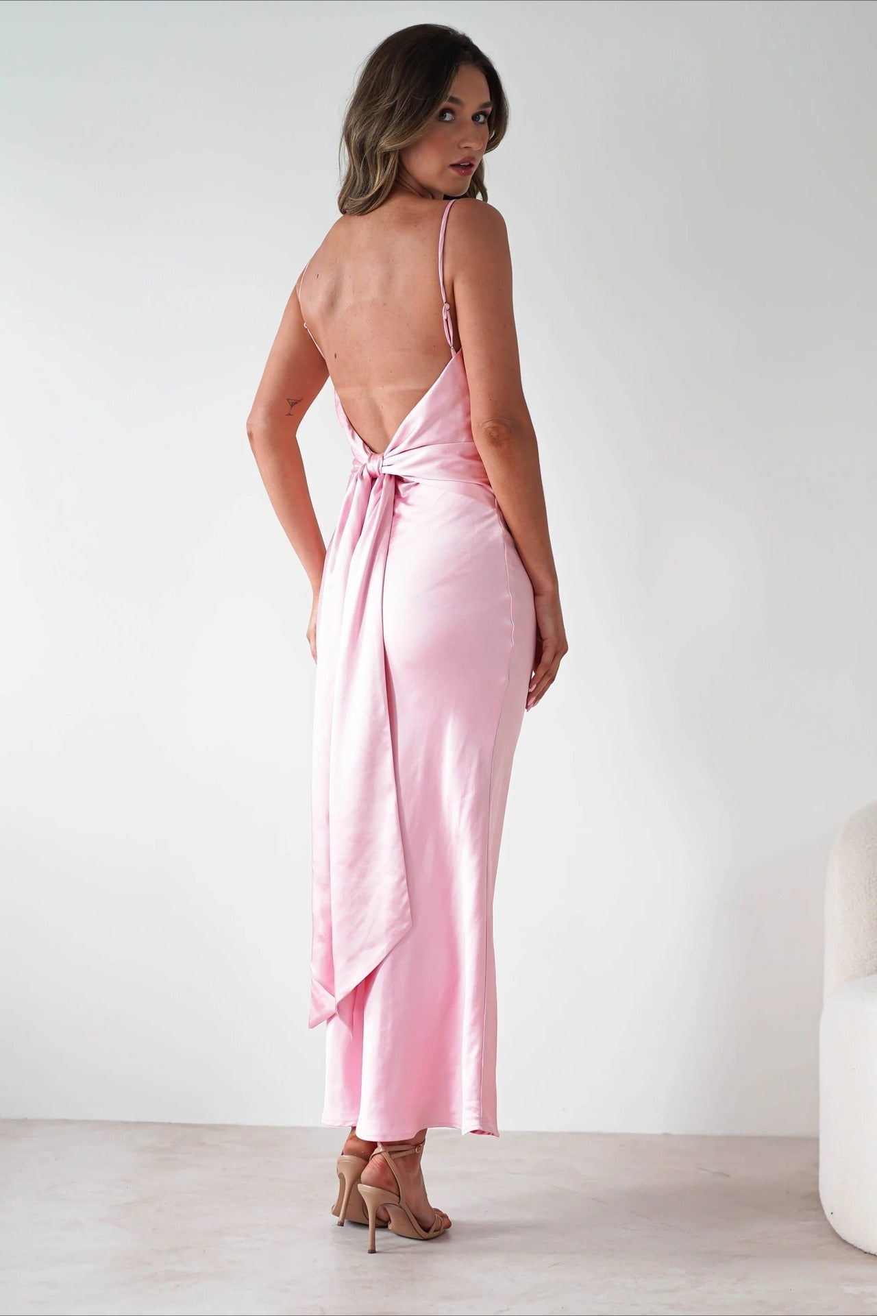 Satin Backless Tie Dress