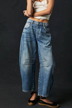 Mid Rise Barrel Leg Jeans
